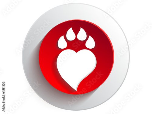 Paw print love background.Vector