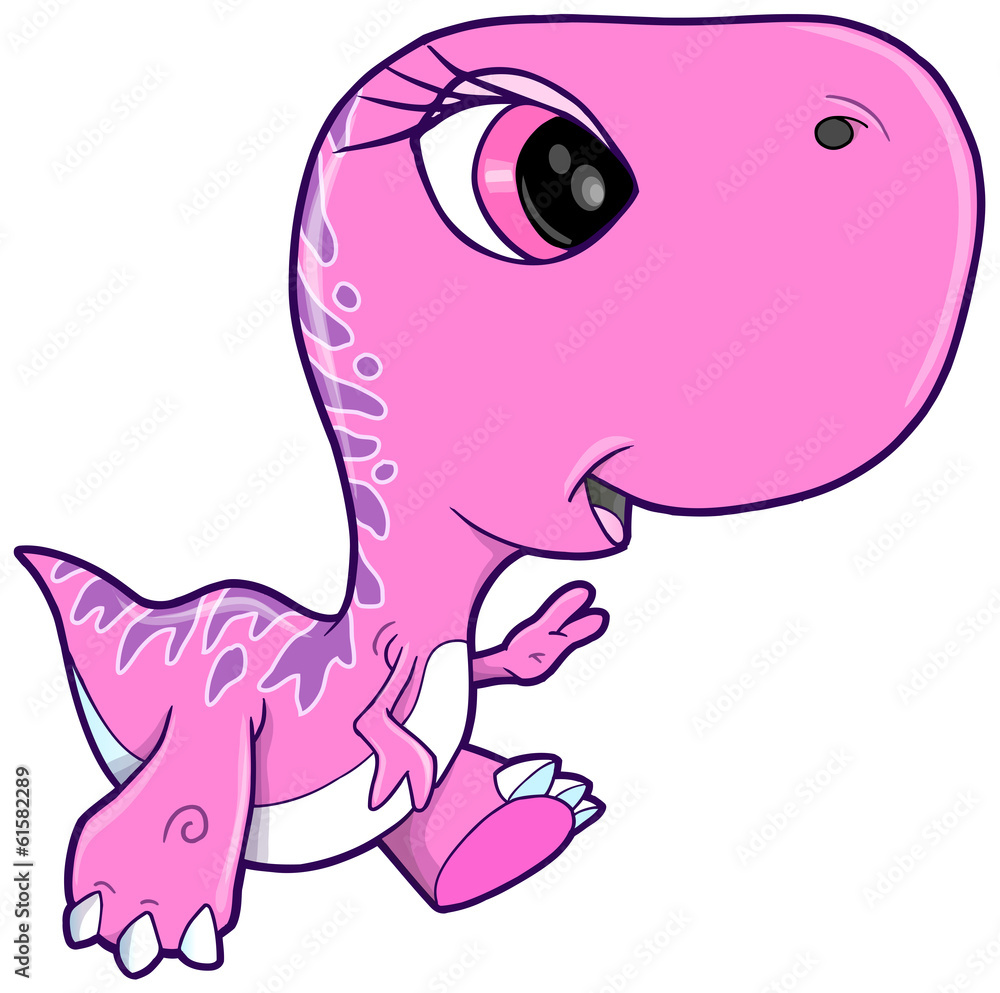 Fototapeta premium Pink Girl Tyrannosaurus Rex Dinosaur Vector Illustration art