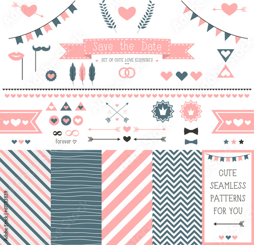 Set of elements for wedding design. 