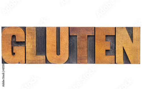 gluten word in wood type