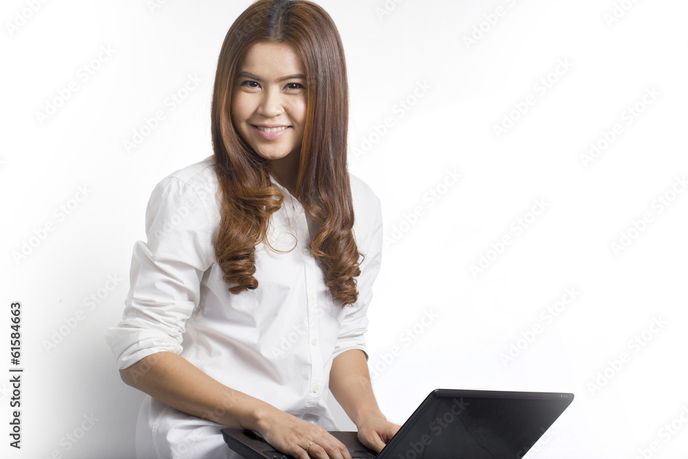 Portrait of Asian woman using Laptop computer Portrait of Asian woman using Laptop computer