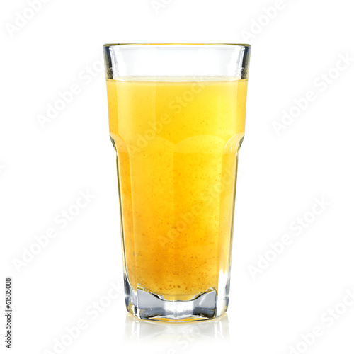 Tropic fruits fresh and healthy juice in a tall glass isolated o