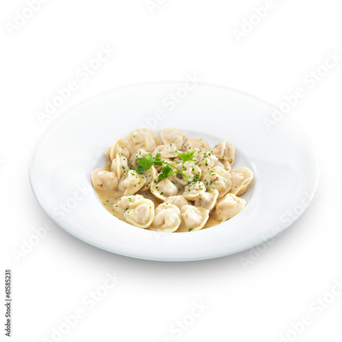 Traditional Russian dumplings with meet or cheese served with pa