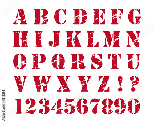Rubber stamp style alphabet