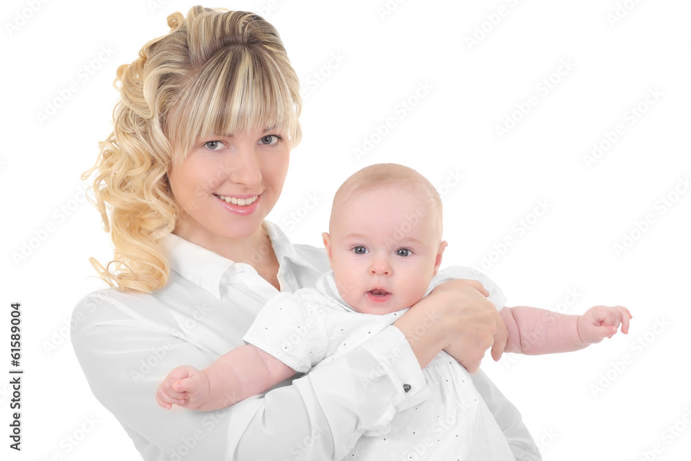 happy mother holding her baby happy mother holding her baby