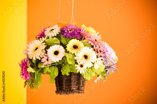 Fototapeta Naklejka Na Ścianę i Meble -  Outdoor flower basket decorating