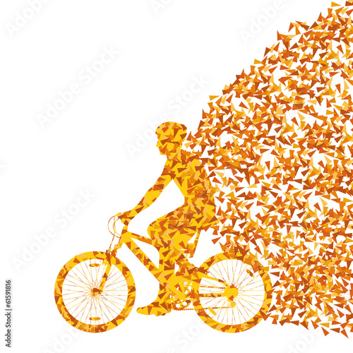 Colorful sport road bike rider bicycle silhouette background ill