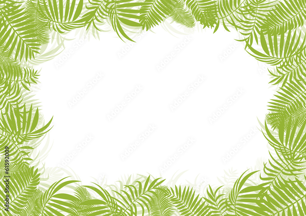 Tropical jungle rain forest vector background blank frame templa Tropical jungle rain forest vector background blank frame templa
