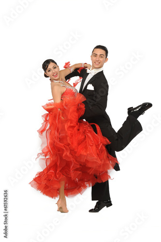 Obraz na plátně beautiful couple in the active ballroom dance