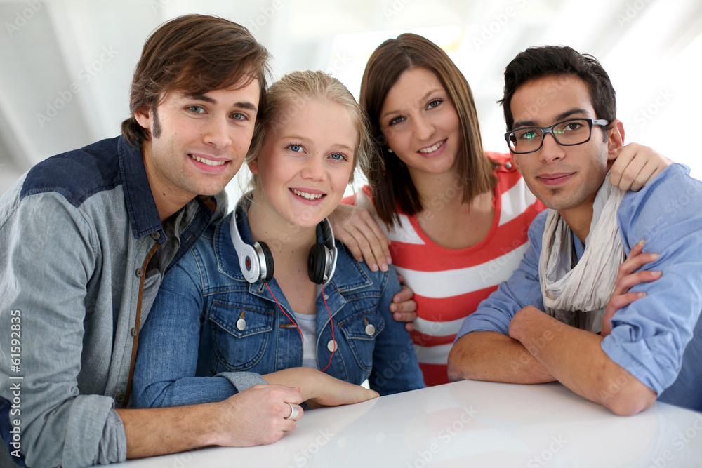 Portrait of students in school hallway