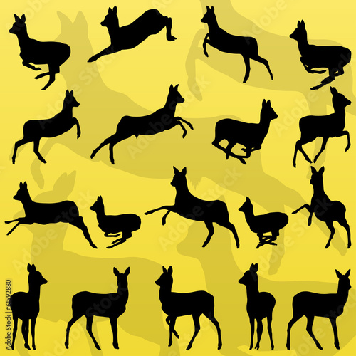 Doe venison deer wild forest animals silhouettes illustration co