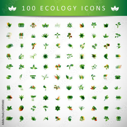 Ecology Icons Set - Isolated On Gray Background © milosdizajn