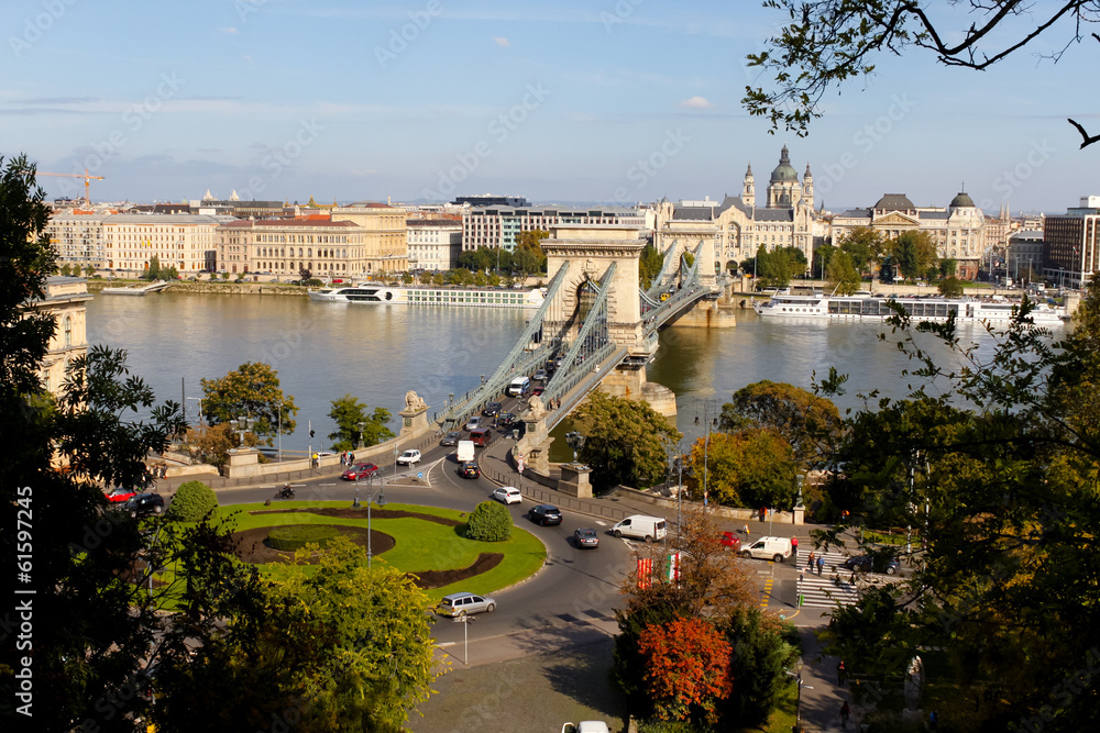 ブダペスト、ドナウ川に架かる鎖橋