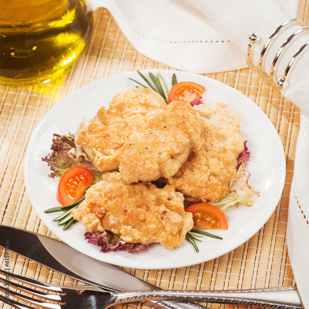 Fresh chicken cutlets with vegetables Fresh chicken cutlets with vegetables