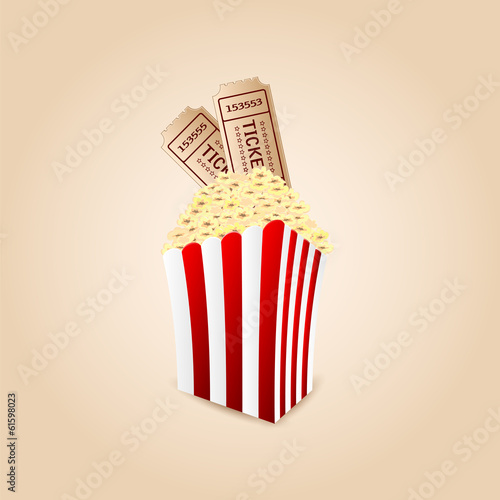 popcorn and movie tickets .movie icon.vector