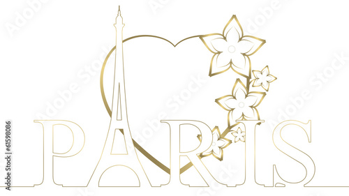 Eiffel Heart - Gold & White