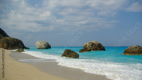 Megali Petra beach on Lefkas (Lefkada) island Greece