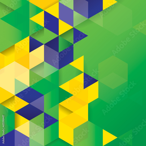 Vector geometric background in Brazil flag concept.