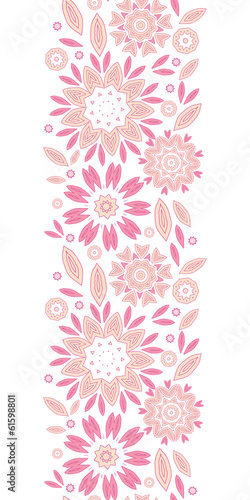 vector pink abstract flowers vertical seamless pattern