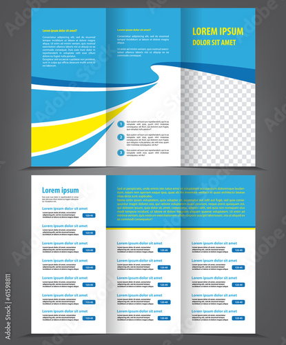 Vector empty trifold brochure print template design
