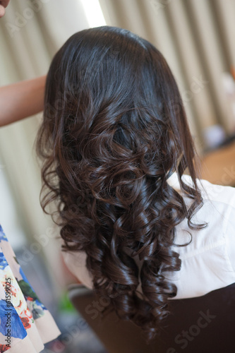 Long Black Curly Hair, Back View