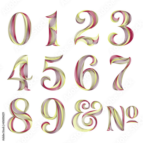 Vintage Retro Style Colorful Glossy Numerals Set © tomkoom