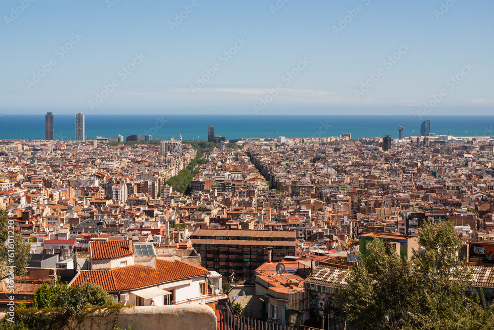 View of barcelona from Tibidano, Barcelona in the Spain,Europa