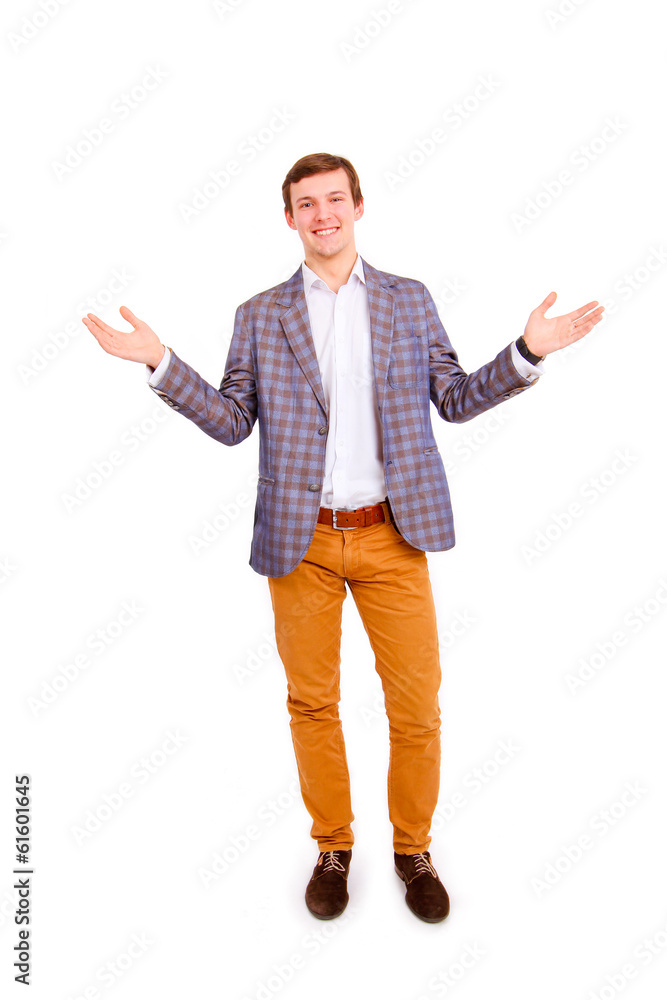 Business man presenting isolated Business man presenting isolated