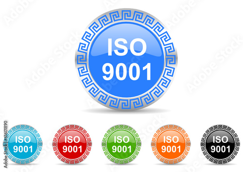 iso 9001 icon vector set