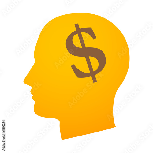 Head with currency sign