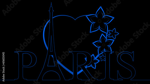 Eiffel Heart - Blue & Black