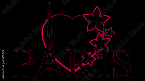 Eiffel Heart - Pink & Black
