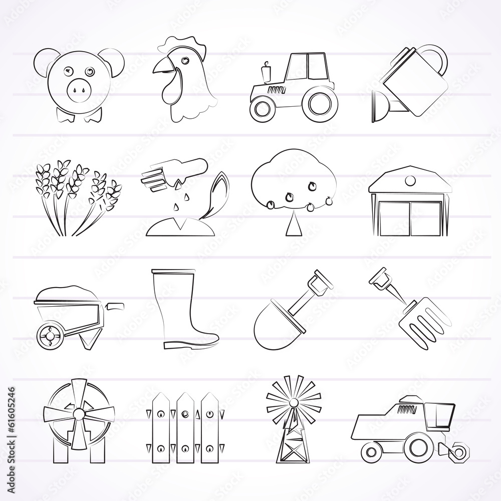 Obraz premium Agriculture and farming icons - vector icon set