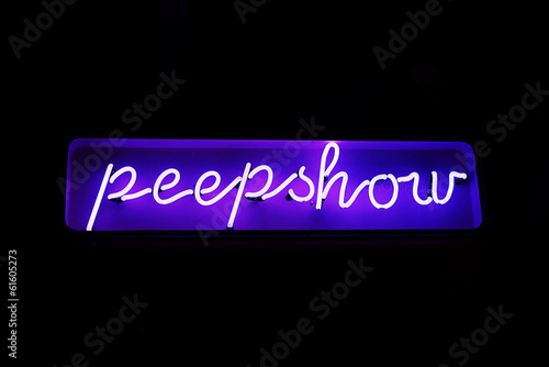 Obraz na plátne Neon peepshow sign from the red light district