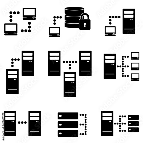 Server, big data icon set