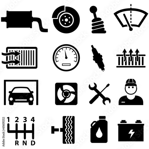 Car repair and mechanic icons
