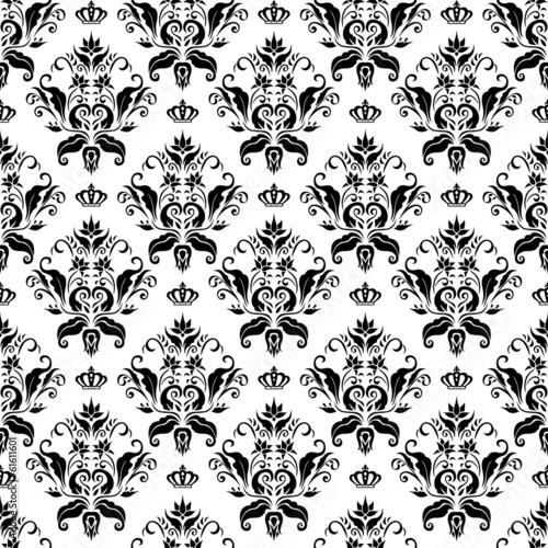 Damask seamless floral classic pattern.