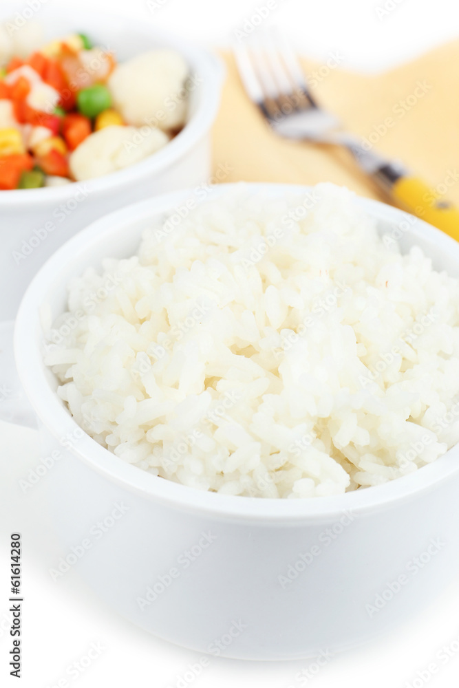 Cooked rice and vegetables close up Cooked rice and vegetables close up