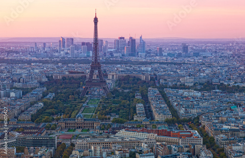 Aerial view of Paris at sunset © Shchipkova Elena