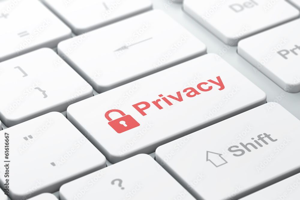 Security concept: Closed Padlock and Privacy on computer Security concept: Closed Padlock and Privacy on computer