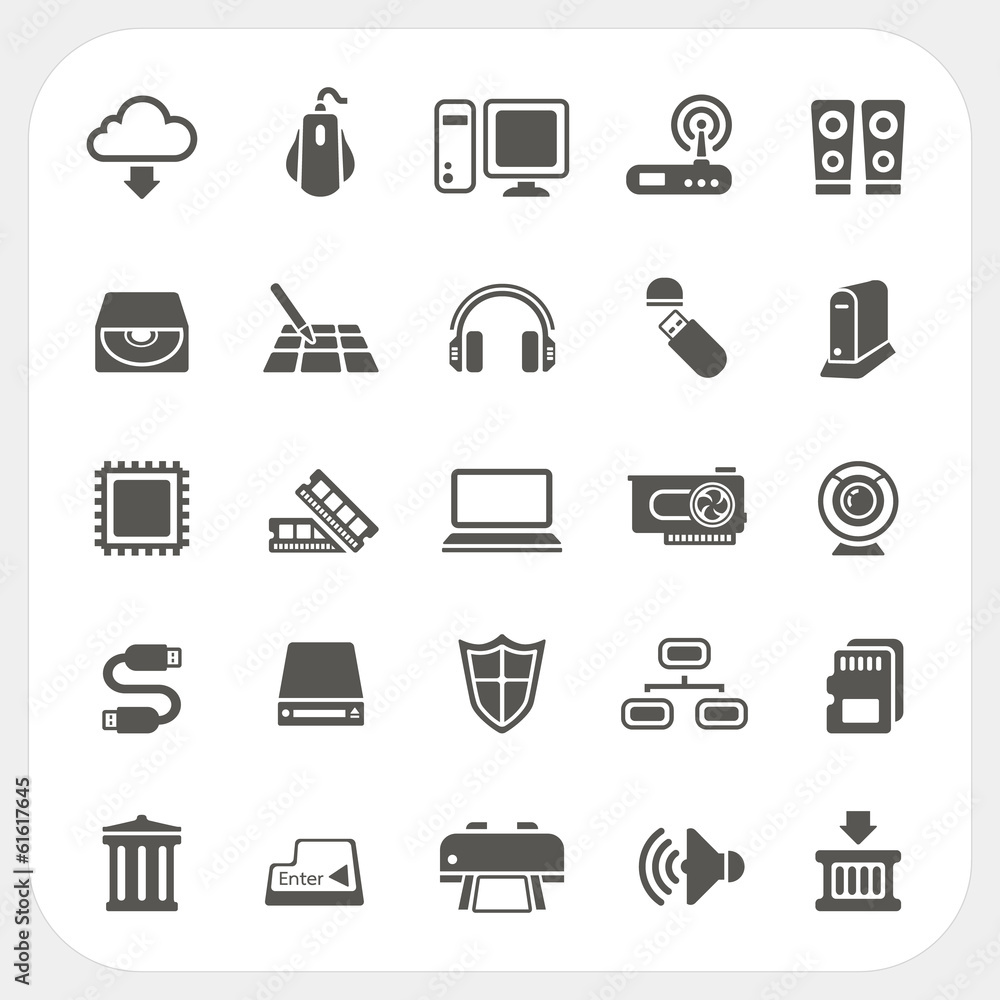 Computer Hardware icons set