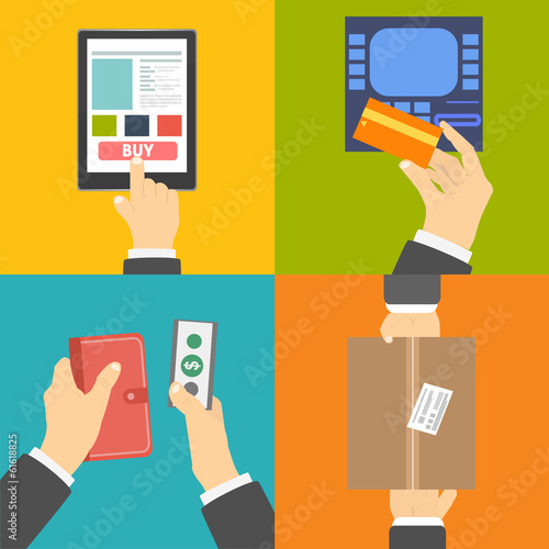 Set of business hands action concepts