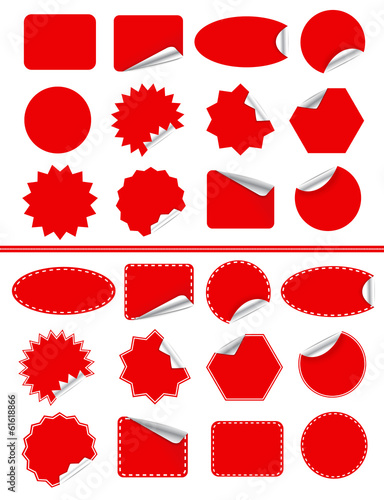 Sticker label set. Red sticky isolated on white