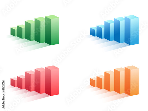 set of color business bar graph