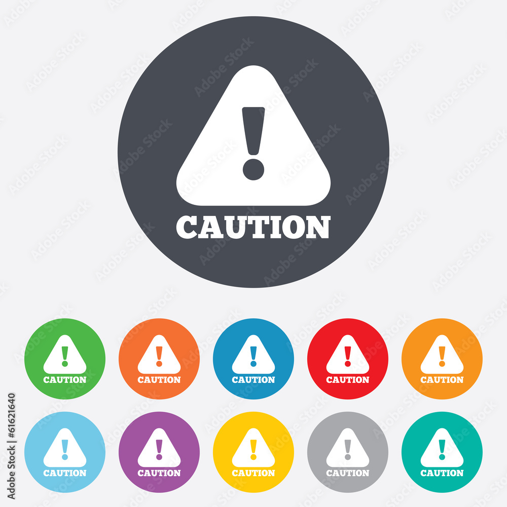 Attention caution sign icon. Exclamation mark. Attention caution sign icon. Exclamation mark.