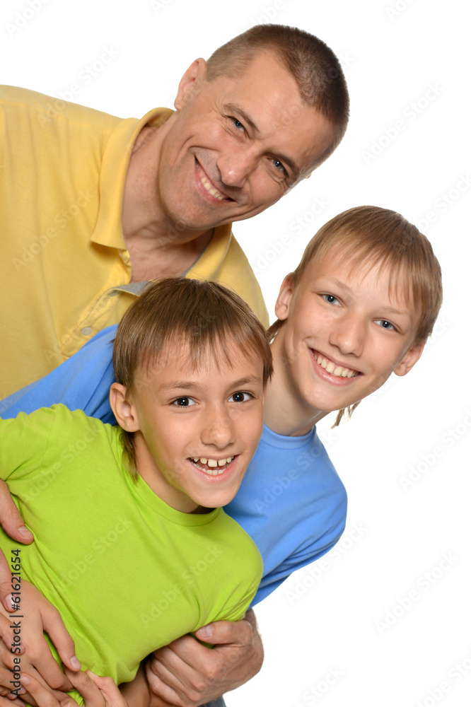 Funny family in bright T-shirts