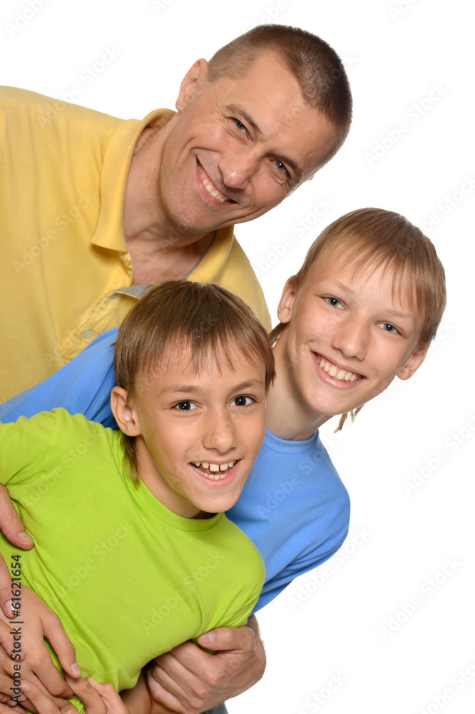 Funny family in bright T-shirts Funny family in bright T-shirts