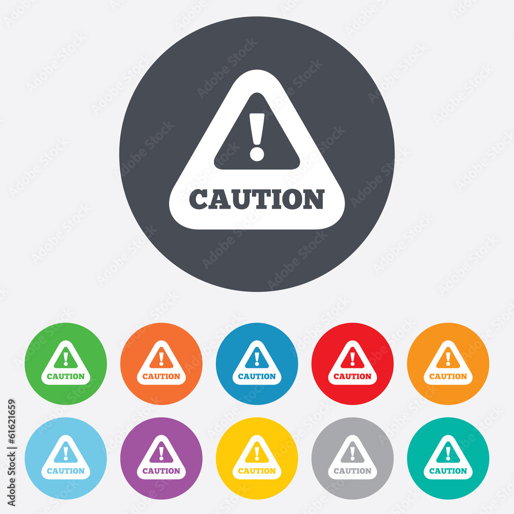 Attention caution sign icon. Exclamation mark. Attention caution sign icon. Exclamation mark.