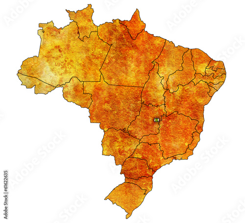 distrito federal state on map of brazil