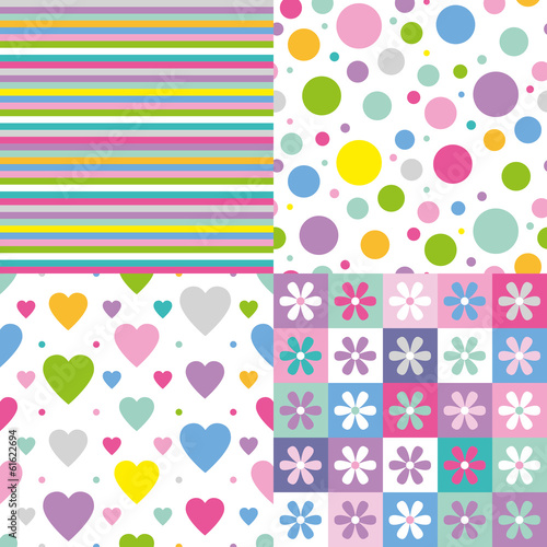 stripes, circles, hearts and flowers pattern collection